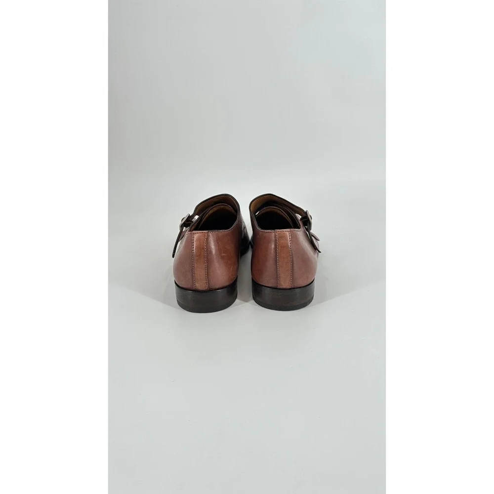 Paul Evans Poitier Mens Brown Leather Double Monk Strap Loafers Dress Shoes 9.5